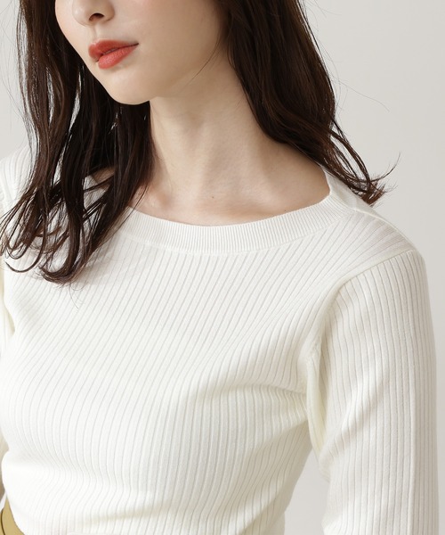 N.（N. Natural Beauty Basic）（エヌエヌナチュラルビューティーベーシック）の「◆ウォームアップリブボートニット（ニット/セーター・レディース・ホワイト/ブラック/グレー・MEDIUM）」の6枚目の写真