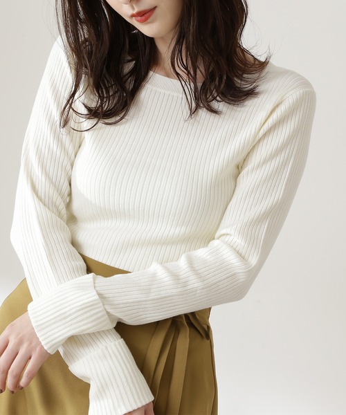 N.（N. Natural Beauty Basic）（エヌエヌナチュラルビューティーベーシック）の「◆ウォームアップリブボートニット（ニット/セーター・レディース・ホワイト/ブラック/グレー・MEDIUM）」の12枚目の写真