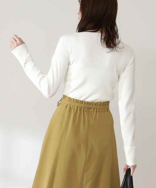 N.（N. Natural Beauty Basic）（エヌエヌナチュラルビューティーベーシック）の「◆ウォームアップリブボートニット（ニット/セーター・レディース・ホワイト/ブラック/グレー・MEDIUM）」の7枚目の写真