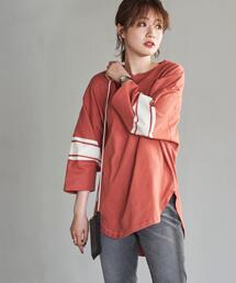 coen | USAコットン7分袖フットボールTシャツ(Tシャツ/カットソー)