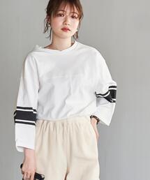 coen | USAコットン7分袖フットボールTシャツ(Tシャツ/カットソー)