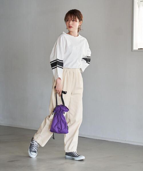 coen（コーエン）の「USAコットン7分袖フットボールTシャツ（Tシャツ/カットソー・レディース・オフホワイト/ダークグレー/オレンジ系その他・M/L）」の15枚目の写真