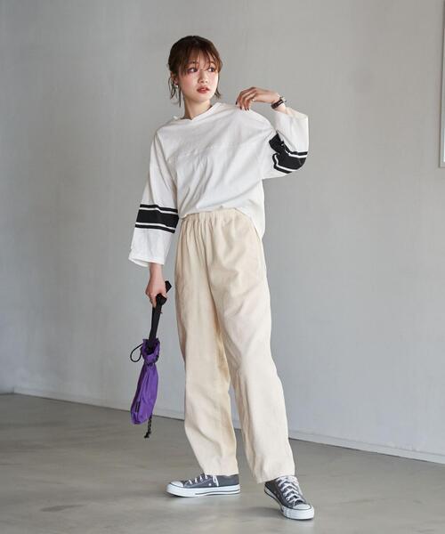 coen（コーエン）の「USAコットン7分袖フットボールTシャツ（Tシャツ/カットソー・レディース・オフホワイト/ダークグレー/オレンジ系その他・M/L）」の13枚目の写真