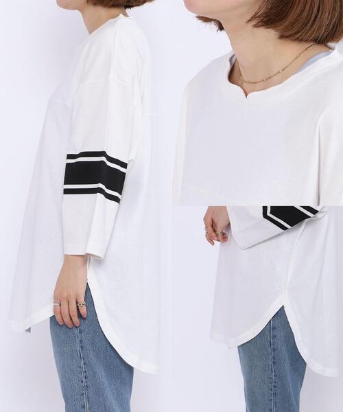 coen（コーエン）の「USAコットン7分袖フットボールTシャツ（Tシャツ/カットソー・レディース・オフホワイト/ダークグレー/オレンジ系その他・M/L）」の10枚目の写真