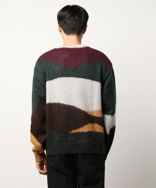 TAUPE（トープ）の「【TAUPE/トープ】 モヘアインターシャクルーニット（ニット/セーター・メンズ・ダークグリーン/パープル・2）」の9枚目の写真