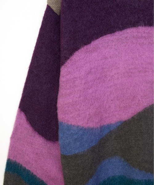 TAUPE（トープ）の「【TAUPE/トープ】 モヘアインターシャクルーニット（ニット/セーター・メンズ・ダークグリーン/パープル・2）」の18枚目の写真