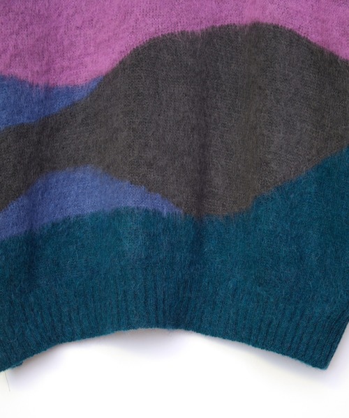 TAUPE（トープ）の「【TAUPE/トープ】 モヘアインターシャクルーニット（ニット/セーター・メンズ・ダークグリーン/パープル・2）」の12枚目の写真