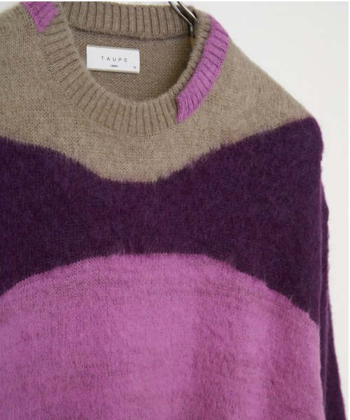 TAUPE（トープ）の「【TAUPE/トープ】 モヘアインターシャクルーニット（ニット/セーター・メンズ・ダークグリーン/パープル・2）」の22枚目の写真