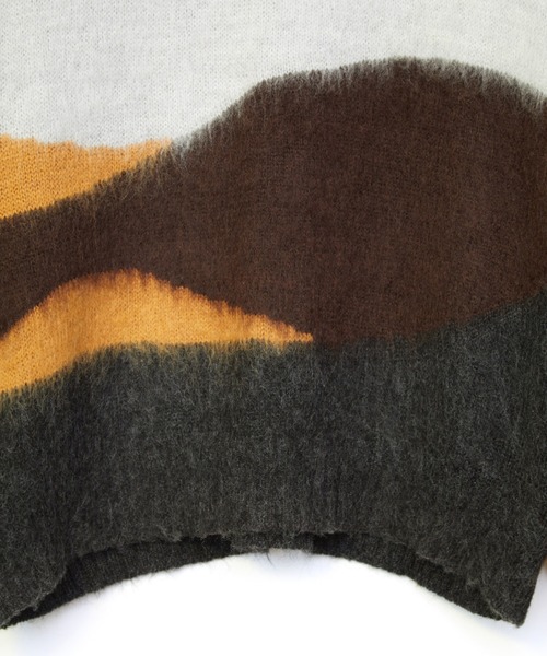 TAUPE（トープ）の「【TAUPE/トープ】 モヘアインターシャクルーニット（ニット/セーター・メンズ・ダークグリーン/パープル・2）」の19枚目の写真