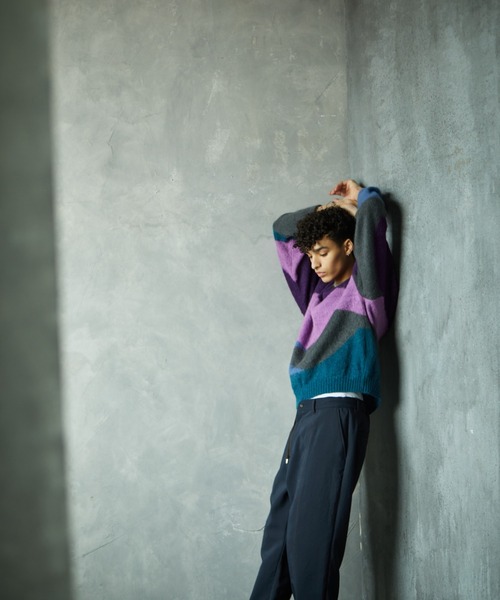 TAUPE（トープ）の「【TAUPE/トープ】 モヘアインターシャクルーニット（ニット/セーター・メンズ・ダークグリーン/パープル・2）」の20枚目の写真