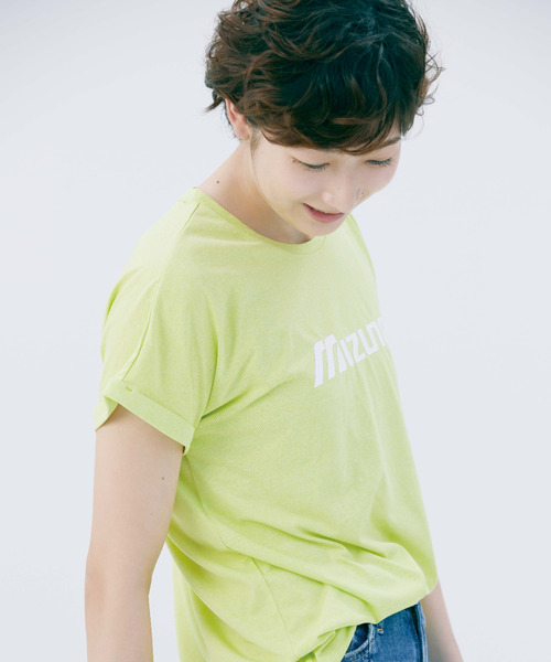 MIZUNO SPORTS STYLE（ミズノスポーツスタイル）の「【Rikako Ikee Collection】　Ri　Tシャツ［レディース］（Tシャツ/カットソー・レディース・ブラック×グレー/グリーン系その他/杢グレー/スモークピンク・M/L/S）」の3枚目の写真