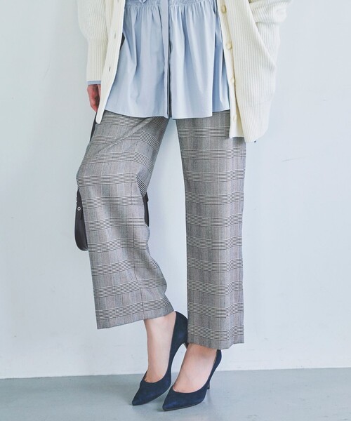 J.PRESS(ジェイプレス)の「T/R ウールストレッチグレンチェックⅡ ストレート パンツ(その他パンツ・レディース・ブラック系3/ネイビー系3・7/9/13/11)」の2枚目の写真