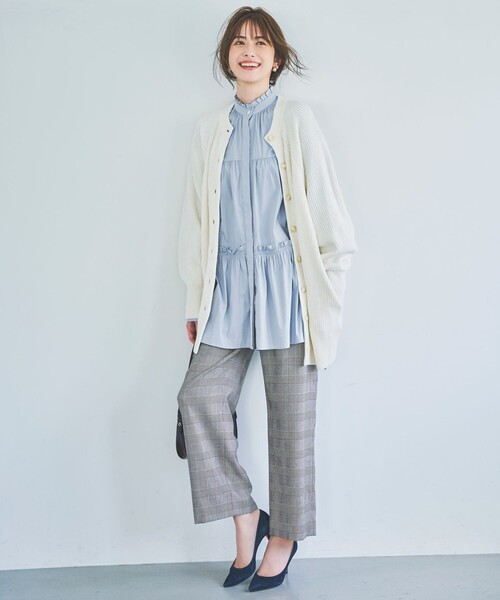 J.PRESS(ジェイプレス)の「T/R ウールストレッチグレンチェックⅡ ストレート パンツ(その他パンツ・レディース・ブラック系3/ネイビー系3・7/9/13/11)」の3枚目の写真