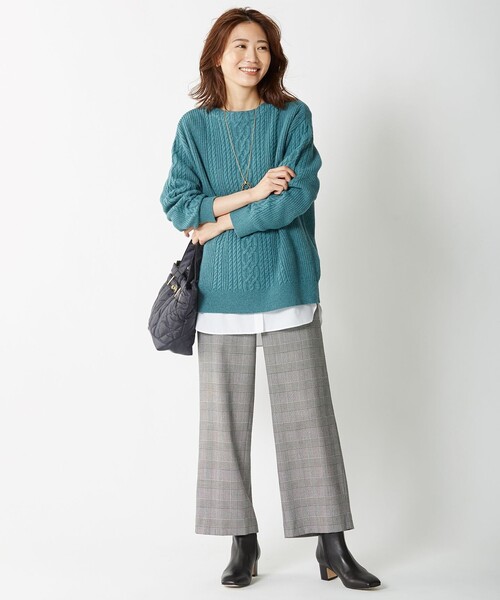 J.PRESS(ジェイプレス)の「T/R ウールストレッチグレンチェックⅡ ストレート パンツ(その他パンツ・レディース・ブラック系3/ネイビー系3・7/9/13/11)」の5枚目の写真