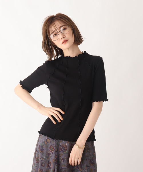 AG by aquagirl（エージーバイアクアガール）の「◆RENU(R)リブ配色ウェーブプルオーバー【WEB限定サイズ】（Tシャツ/カットソー・レディース・パープル系4/ダークグリーン/ブラウン系/ブラック/ライトグレー・36/40/38）」の2枚目の写真