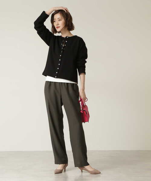 NATURAL BEAUTY BASIC（ナチュラルビューティーベーシック）の「裏毛スナップボタンカーデ/0171260982（カーディガン/ボレロ・レディース・オフホワイト/ブラウン/ブラック・MEDIUM）」の6枚目の写真