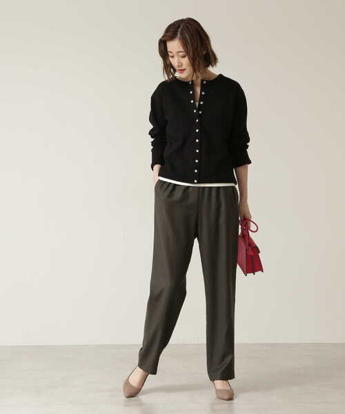 NATURAL BEAUTY BASIC（ナチュラルビューティーベーシック）の「裏毛スナップボタンカーデ/0171260982（カーディガン/ボレロ・レディース・オフホワイト/ブラウン/ブラック・MEDIUM）」の7枚目の写真