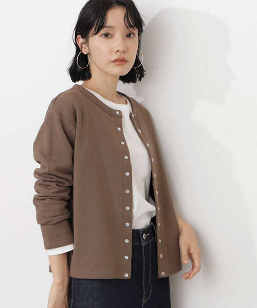 NATURAL BEAUTY BASIC（ナチュラルビューティーベーシック）の「裏毛スナップボタンカーデ/0171260982（カーディガン/ボレロ・レディース・オフホワイト/ブラウン/ブラック・MEDIUM）」の18枚目の写真