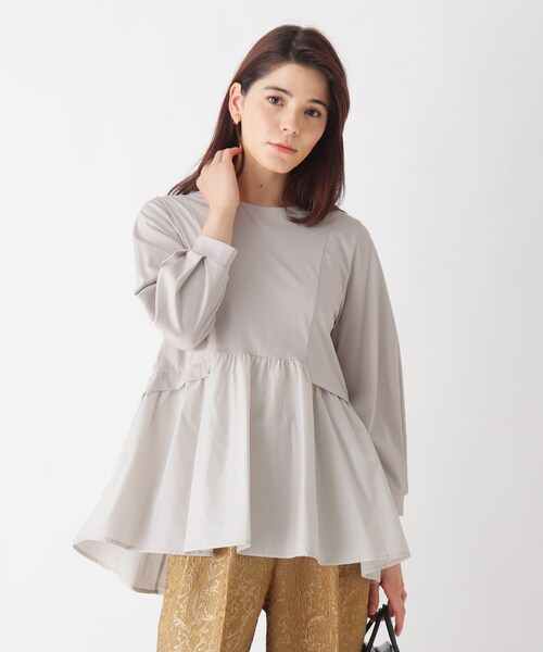 OPAQUE.CLIP（オペークドットクリップ）の「◆シルケットコットン　フハク切替カットソー【WEB限定カラー・サイズ】（Tシャツ/カットソー・レディース・チャコールグレー/ブラック/マスタード/ライトベージュ/ホワイト系/ブルー系7・40/38/42/36/34）」の11枚目の写真