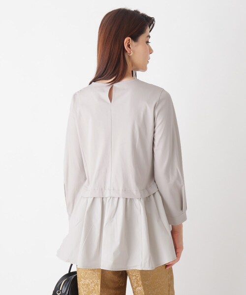 OPAQUE.CLIP（オペークドットクリップ）の「◆シルケットコットン　フハク切替カットソー【WEB限定カラー・サイズ】（Tシャツ/カットソー・レディース・チャコールグレー/ブラック/マスタード/ライトベージュ/ホワイト系/ブルー系7・40/38/42/36/34）」の19枚目の写真