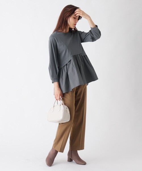 OPAQUE.CLIP（オペークドットクリップ）の「◆シルケットコットン　フハク切替カットソー【WEB限定カラー・サイズ】（Tシャツ/カットソー・レディース・チャコールグレー/ブラック/マスタード/ライトベージュ/ホワイト系/ブルー系7・40/38/42/36/34）」の21枚目の写真