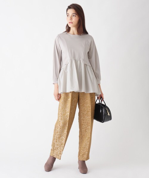 OPAQUE.CLIP（オペークドットクリップ）の「◆シルケットコットン　フハク切替カットソー【WEB限定カラー・サイズ】（Tシャツ/カットソー・レディース・チャコールグレー/ブラック/マスタード/ライトベージュ/ホワイト系/ブルー系7・40/38/42/36/34）」の18枚目の写真