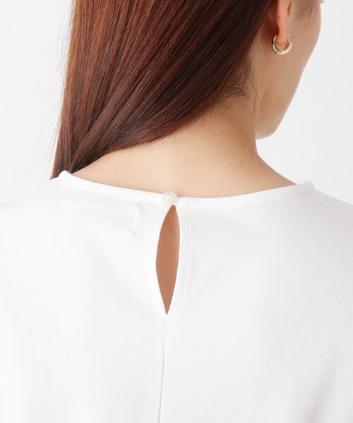 OPAQUE.CLIP（オペークドットクリップ）の「◆シルケットコットン　フハク切替カットソー【WEB限定カラー・サイズ】（Tシャツ/カットソー・レディース・チャコールグレー/ブラック/マスタード/ライトベージュ/ホワイト系/ブルー系7・40/38/42/36/34）」の10枚目の写真