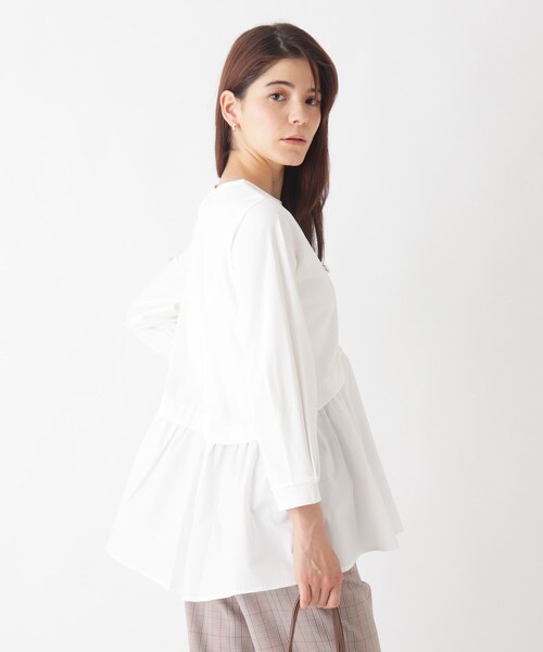 OPAQUE.CLIP（オペークドットクリップ）の「◆シルケットコットン　フハク切替カットソー【WEB限定カラー・サイズ】（Tシャツ/カットソー・レディース・チャコールグレー/ブラック/マスタード/ライトベージュ/ホワイト系/ブルー系7・40/38/42/36/34）」の14枚目の写真