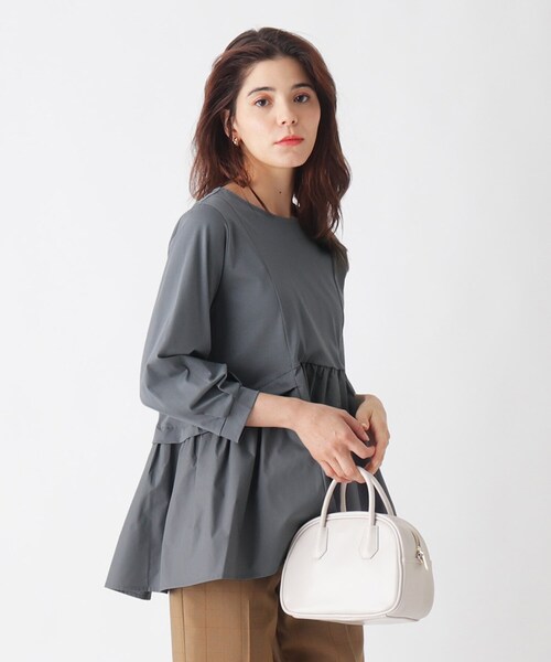 OPAQUE.CLIP（オペークドットクリップ）の「◆シルケットコットン　フハク切替カットソー【WEB限定カラー・サイズ】（Tシャツ/カットソー・レディース・チャコールグレー/ブラック/マスタード/ライトベージュ/ホワイト系/ブルー系7・40/38/42/36/34）」の9枚目の写真