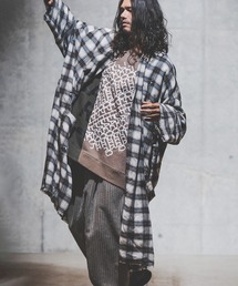 mj8235-viyella material plaid gown-ish shirtcoat シャツコート