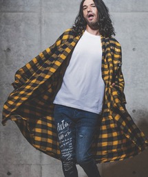 mj8235-viyella material plaid gown-ish shirtcoat シャツコート