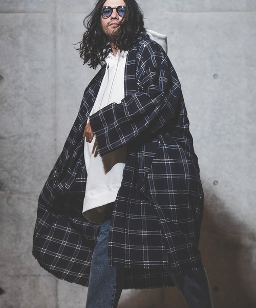 GLIMCLAP(グリムクラップ)の「mj8235-viyella material plaid gown-ish shirtcoat シャツコート(その他アウター・メンズ・イエロー/ホワイト/レッド/ブラック・M/S/L)」の14枚目の写真