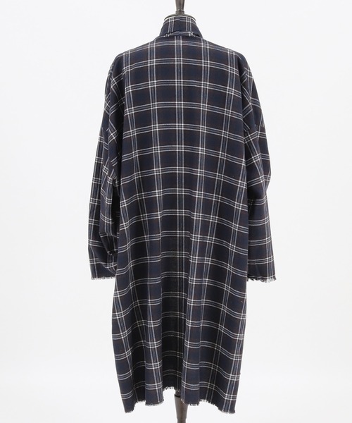 GLIMCLAP(グリムクラップ)の「mj8235-viyella material plaid gown-ish shirtcoat シャツコート(その他アウター・メンズ・イエロー/ホワイト/レッド/ブラック・M/S/L)」の7枚目の写真