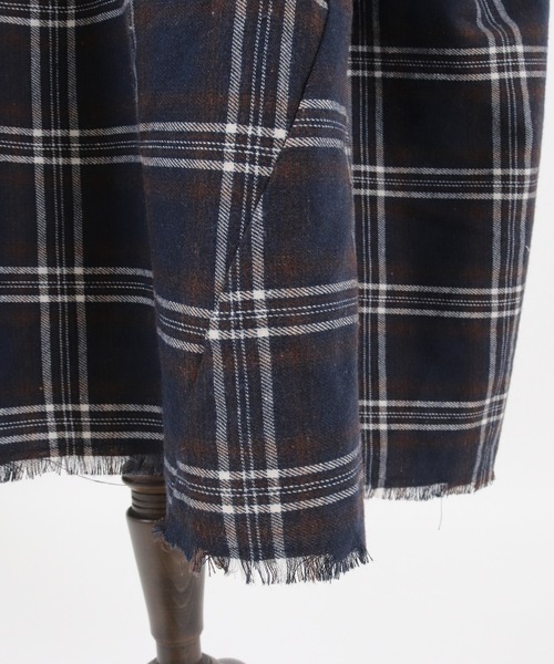 GLIMCLAP(グリムクラップ)の「mj8235-viyella material plaid gown-ish shirtcoat シャツコート(その他アウター・メンズ・イエロー/ホワイト/レッド/ブラック・M/S/L)」の10枚目の写真
