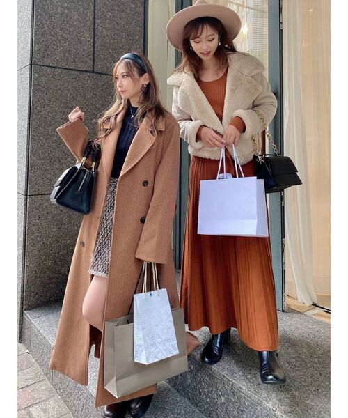 RESEXXY（リゼクシー）の「シャギー切替ニットワンピース（ワンピース・レディース・ブラック/ベージュ/オレンジ/アイボリー・FREE）」の9枚目の写真