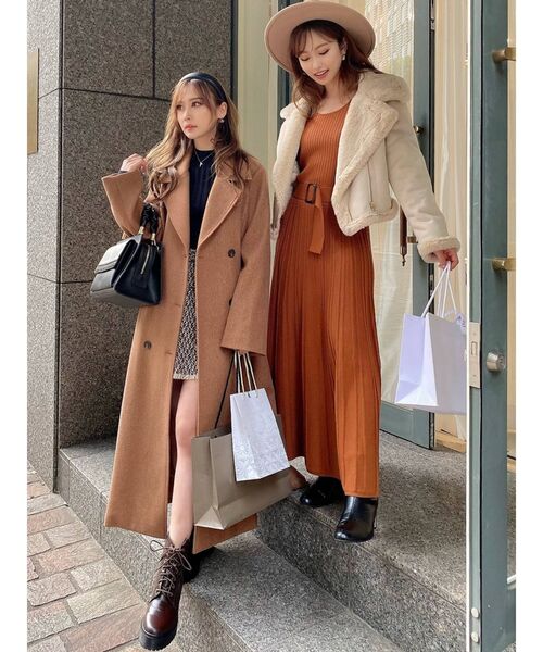 RESEXXY（リゼクシー）の「シャギー切替ニットワンピース（ワンピース・レディース・ブラック/ベージュ/オレンジ/アイボリー・FREE）」の10枚目の写真