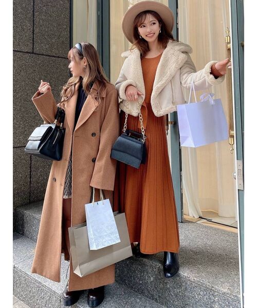 RESEXXY（リゼクシー）の「シャギー切替ニットワンピース（ワンピース・レディース・ブラック/ベージュ/オレンジ/アイボリー・FREE）」の11枚目の写真