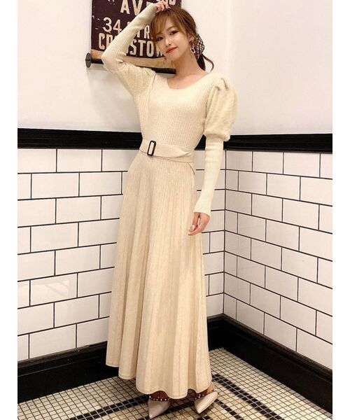 RESEXXY（リゼクシー）の「シャギー切替ニットワンピース（ワンピース・レディース・ブラック/ベージュ/オレンジ/アイボリー・FREE）」の16枚目の写真