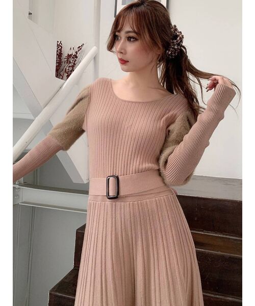 RESEXXY（リゼクシー）の「シャギー切替ニットワンピース（ワンピース・レディース・ブラック/ベージュ/オレンジ/アイボリー・FREE）」の20枚目の写真