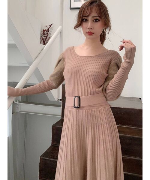 RESEXXY（リゼクシー）の「シャギー切替ニットワンピース（ワンピース・レディース・ブラック/ベージュ/オレンジ/アイボリー・FREE）」の21枚目の写真