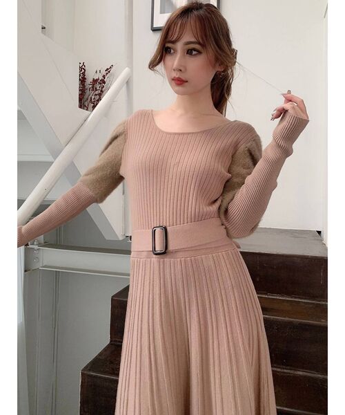 RESEXXY（リゼクシー）の「シャギー切替ニットワンピース（ワンピース・レディース・ブラック/ベージュ/オレンジ/アイボリー・FREE）」の22枚目の写真