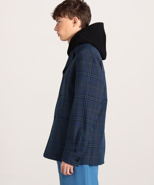 【美品】CABaN(キャバン)コットンポリエステルジャージージャケット/チェック 美品】CABaN(キャバン)コットンポリエステルジャージー