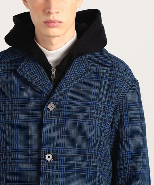 【美品】CABaN(キャバン)コットンポリエステルジャージージャケット/チェック 美品】CABaN(キャバン)コットンポリエステルジャージー