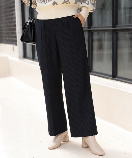 Andemiu（アンデミュウ）の「マルチストライプパンツ239364（スラックス・レディース・ベージュ/ネイビー/グレー・SMALL/MEDIUM）」の3枚目の写真