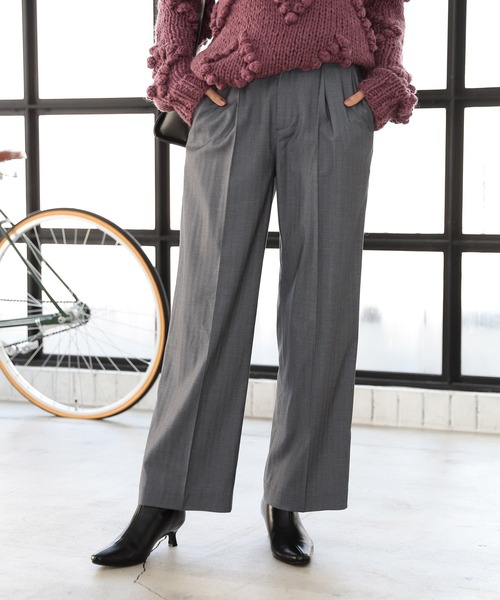 Andemiu（アンデミュウ）の「マルチストライプパンツ239364（スラックス・レディース・ベージュ/ネイビー/グレー・SMALL/MEDIUM）」の2枚目の写真