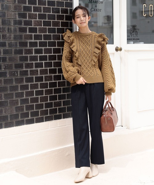 Andemiu（アンデミュウ）の「マルチストライプパンツ239364（スラックス・レディース・ベージュ/ネイビー/グレー・SMALL/MEDIUM）」の5枚目の写真