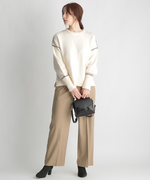 Andemiu（アンデミュウ）の「マルチストライプパンツ239364（スラックス・レディース・ベージュ/ネイビー/グレー・SMALL/MEDIUM）」の11枚目の写真