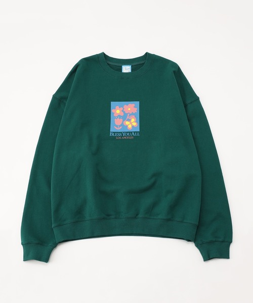 WHO'S WHO gallery(フーズフーギャラリー)の「【BLESS YOU/ブレスユー】フラワーボックスプリントクルースウェット(スウェット・メンズ・アッシュグレー/ブラック/グリーン/イエロー・FREE)」の9枚目の写真