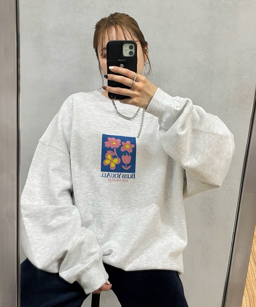 WHO'S WHO gallery(フーズフーギャラリー)の「【BLESS YOU/ブレスユー】フラワーボックスプリントクルースウェット(スウェット・メンズ・アッシュグレー/ブラック/グリーン/イエロー・FREE)」の19枚目の写真