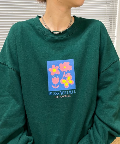 WHO'S WHO gallery(フーズフーギャラリー)の「【BLESS YOU/ブレスユー】フラワーボックスプリントクルースウェット(スウェット・メンズ・アッシュグレー/ブラック/グリーン/イエロー・FREE)」の12枚目の写真
